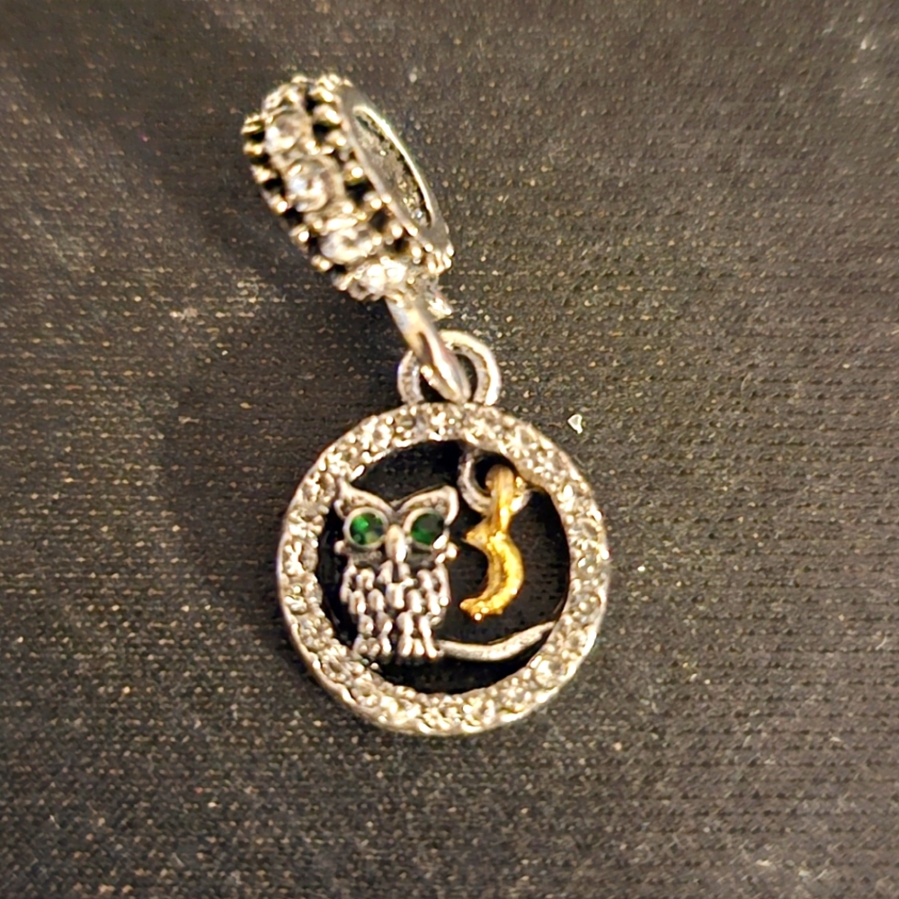 Adorable Little Green Eyed Owl Pandora Style Charm